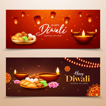 Horizontal Diwali Celebration Banner