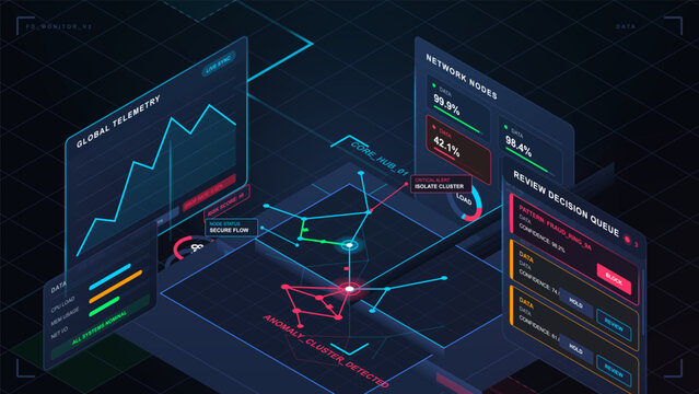 Network anomaly detection dashboard with telemetry graph
