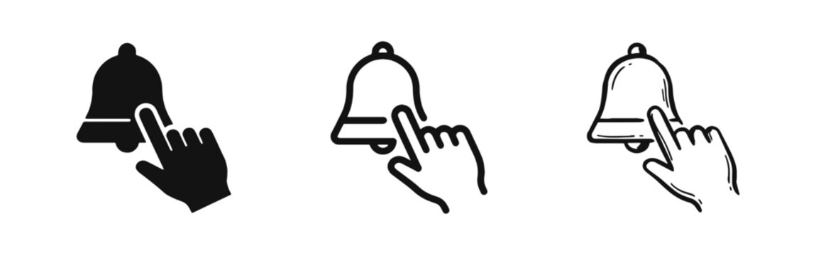Notification Bell and Alert Subscription Icon with Hand Finger Clicking