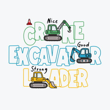 Construction Vehicles Illustration Set