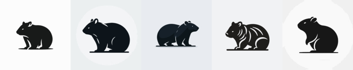 Fototapeta premium Wombat Silhouette Vector Illustration