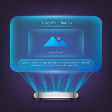 Futuristic Digital Projector Interface for AI Image Presentation