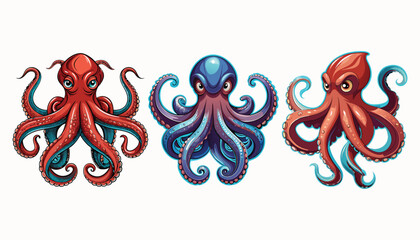 set octopus clipart vector illustration © Nayon