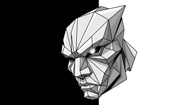 Low poly 3D monkey face model.