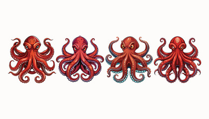 set octopus clipart vector illustration © Nayon