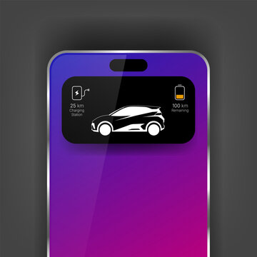 Smartphone EV Car Notification Interface for Charging Status