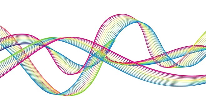 Abstract intertwined multi-colored wave lines with abstract intertwined colorful background spectrum illustration gradient composition creative template movement wallpaper