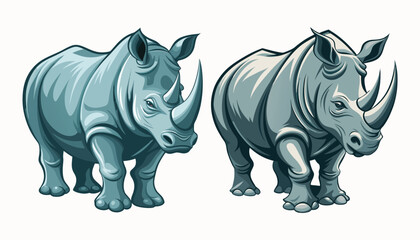 two rhinoceros clipart vector illustration © Nayon