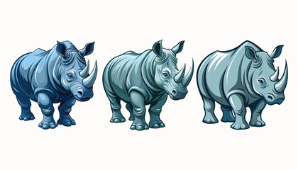 set rhinoceros clipart vector illustration © Nayon