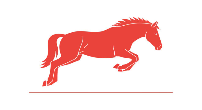 Red Horse Running Fast Galloping.