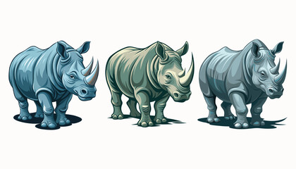 set rhinoceros clipart vector illustration © Nayon