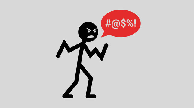 Angry stick figure expressing frustration.