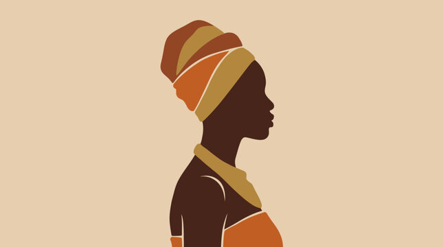 African woman in traditional headwrap profile.
