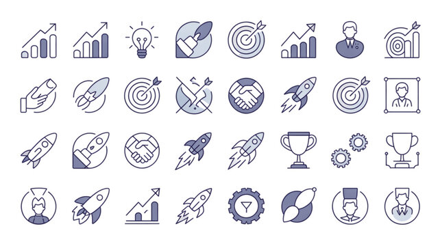 Collection of colorful flat icons showing various creative and office tools Vector