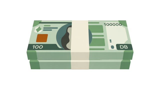 Stack of green us one hundred dollar bills with white design elements Vector