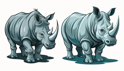 two rhinoceros clipart vector illustration © Nayon
