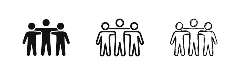 Teamwork and Unity Icon Set, Human Collaboration © drawing lines
