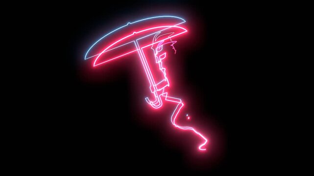 Running medieval knight and holding shield and umbrella. Protection and security. Insurance concept.