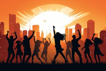 Fototapeta premium Youth dancing at an urban sunset party