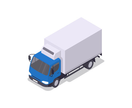 Refrigerated van in isometric view. Vector illustration.