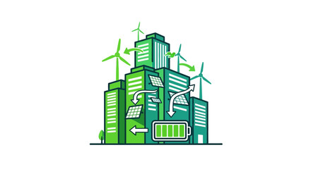Naklejka premium Eco-friendly cityscape with renewable energy sources.