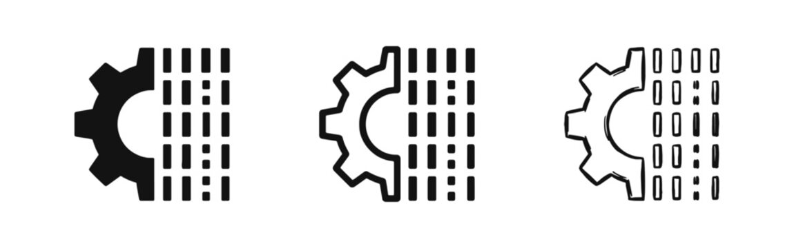 Digital Transformation and Data Processing Icon Set