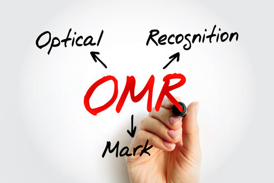 OMR - Optical Mark Recognition acronym, technology concept background
