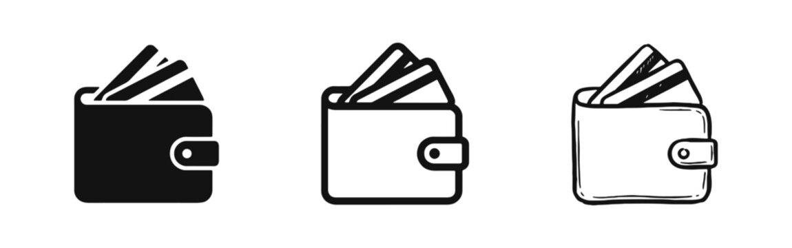 Wallet with Credit Cards Payment and Finance Icon Set