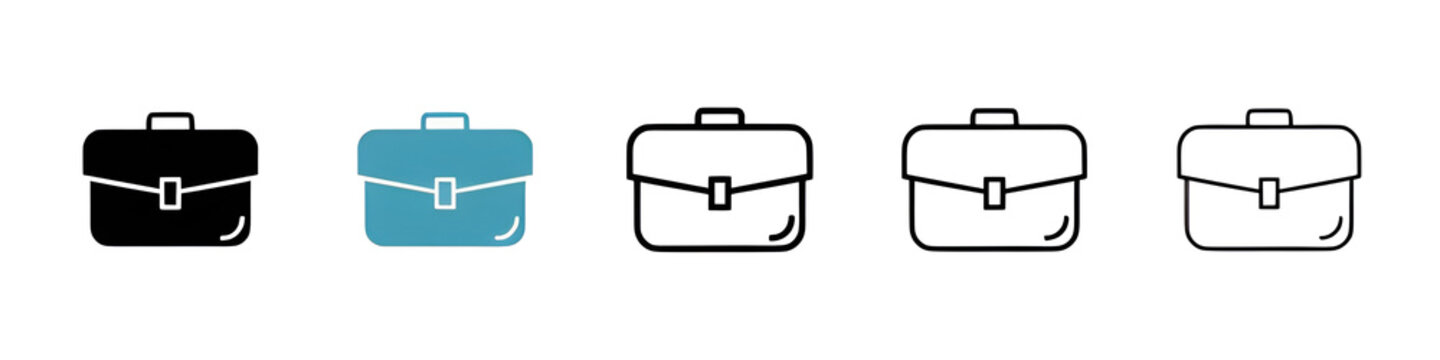 Briefcase vector icon set. Businessman baggage sign. Portfolio brief case vector icon for UI designs. Thin line customizable illustration. Symbol. Vector isolated outline drawing. Editable stroke.Icon