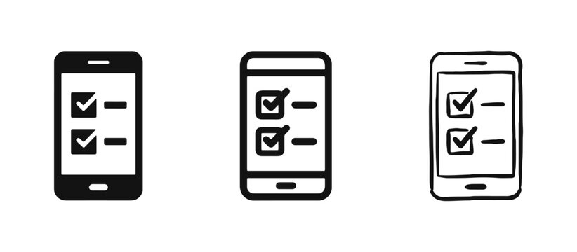 Mobile Survey and Task Management Checklist Icon on Smartphone