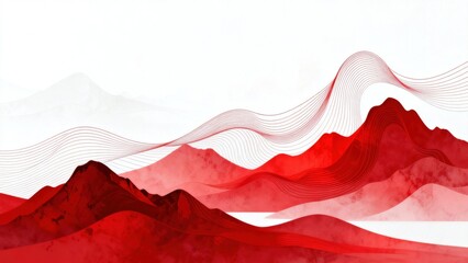 Fototapeta premium Red abstract mountain landscape