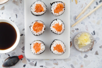 Salmon maki rolls © marysckin
