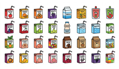 Assorted Fruit Juice and Dairy Beverage Pack Collection © mdmasud