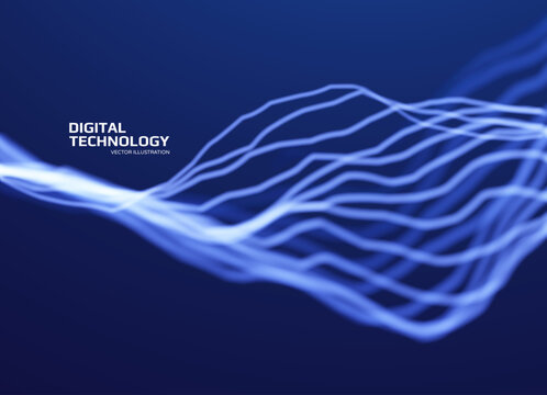Energy lines or wires. Glow effect. Branched structure of multiple lines. Scientific illustration. Vector for brochure, poster, cover, card, presentation, flyer or banner.
