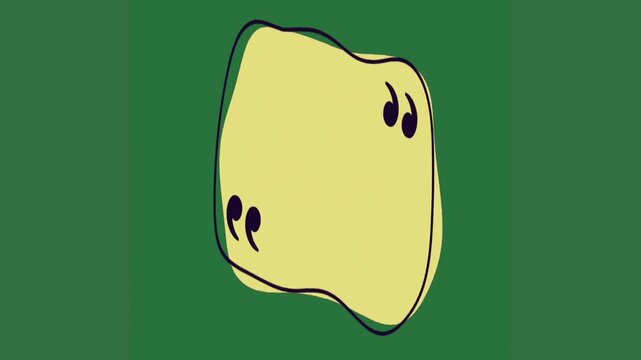 A green background and with yellow black square piece of fruit on slice cheese drawing pear banana green screen animated chromakey background layers gesture cartoonish expression design