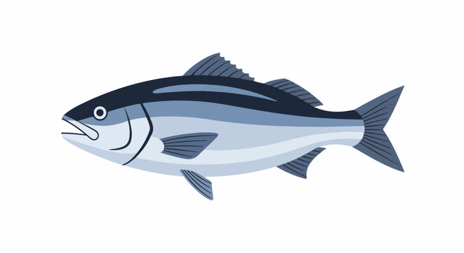 Stylized illustration of a tuna fish, rendered in flat, two-dimensional art