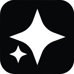 Fototapeta premium Cleanliness sparkle icon simple white star shape for hygiene and purity concepts isolated on black background