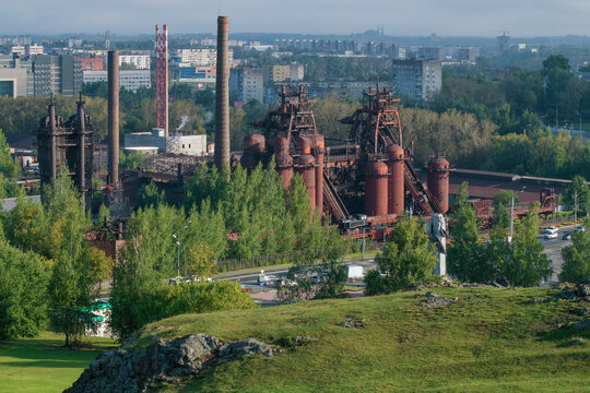 View of the old Demidov metallurgical plant on an August morning. Nizhny Tagil