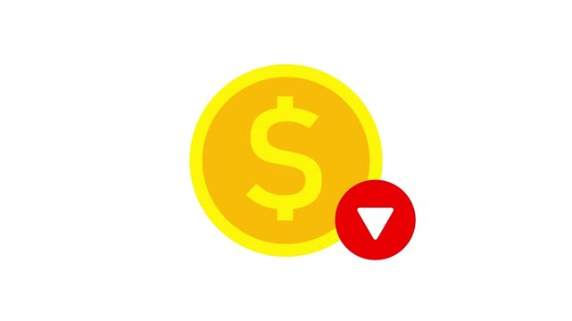 decrease icon animation video. dollar rate decrease today.