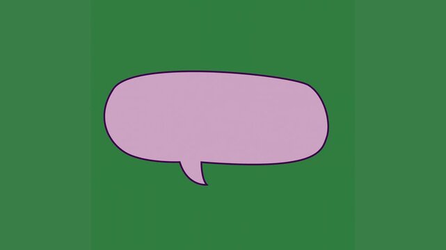 A purple speech bubble on green screen and animated chromakey background elements movement gesture emotion creative design motion colorful depth backgrounds style cartoonish figure