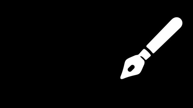 Fountain pen or fountain, pen and nib, graphic animation. Alpha channel. Transparent background motion design. 4K resolution