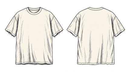 Naklejka premium Premium Apparel Mockup Oversized Tee Monochrome Vector Wrinkled Fabric Editorial Style