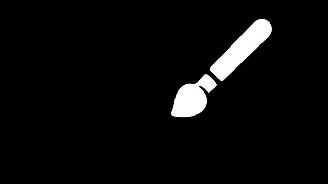 Paintbrush or brush, painting and drawing, graphic animation. Alpha channel. Transparent background motion design. 4K resolution