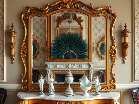 Reflection Only Framing Victorian Parlor Visible Solely Ornate Gold Framed