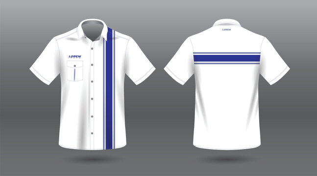 blue background short sleeve work shirt for engineering mechanic motor sport and technician