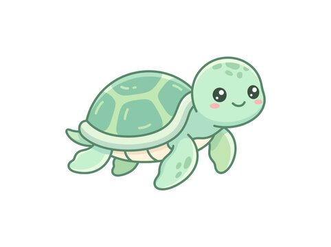 Cute cartoon sea turtle illustration