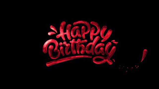 Red happy birthday sign on black background is perfect for birthday party invitations, greeting cards, posters, and social media posts. Ideal for celebratory occasions.