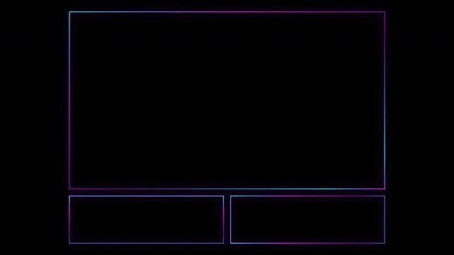Minimalist digital interface frame with glowing neon gradient borders and sharp corners for professional video overlays and screen graphic design