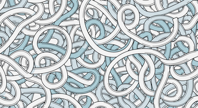 Intricate abstract pattern of tangled blue and white pipes or cables creating a complex and interesting visual texture.