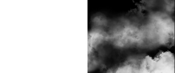 Naklejka premium Atmospheric white smoke on black background, ethereal fog and mist texture, dramatic steam clouds for overlay and compositing effects